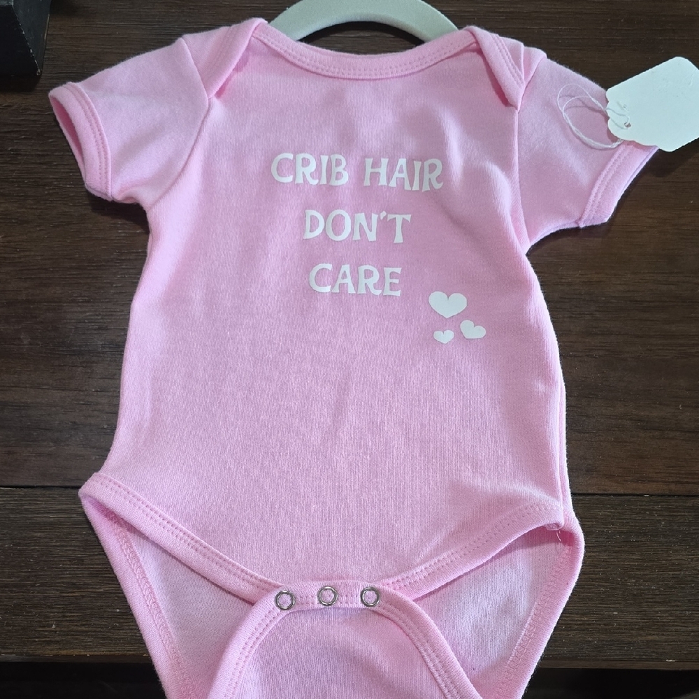 Pink Baby Onesie - "Crib Hair Don't Care"